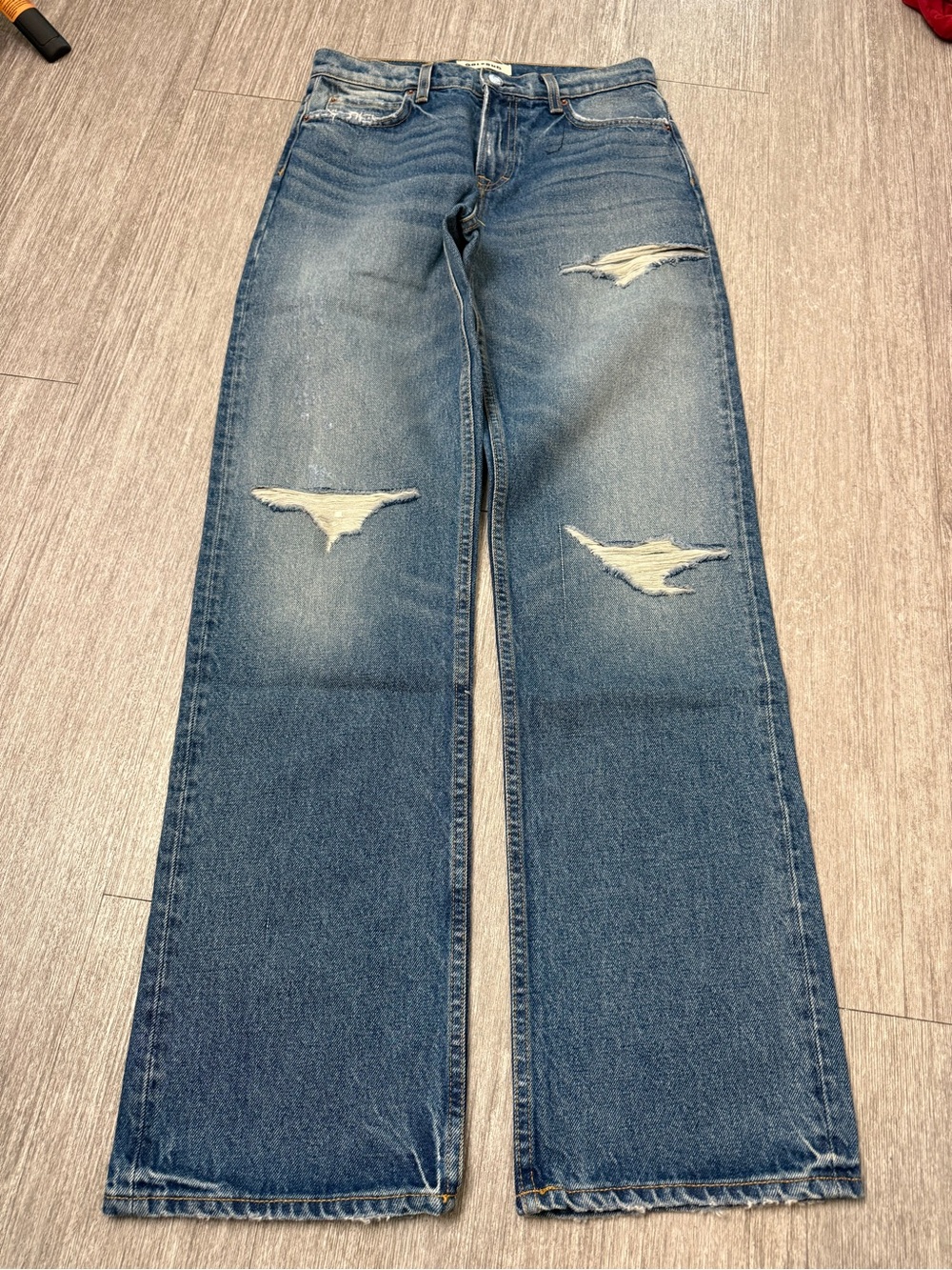 GRLFRND The Graham Low Rise Relaxed Straight Jeans in Vermont Ave With Rips